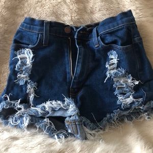 High waisted ripped shorts